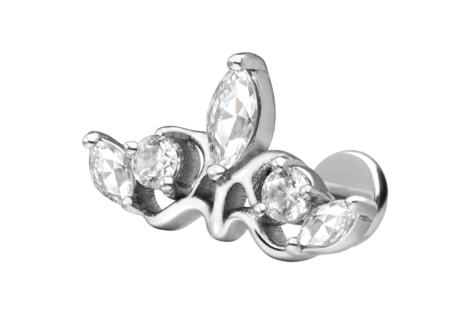 Titan Labret Piercing mit Push Fit GOTISCHE KRONE